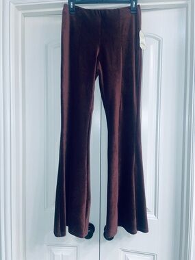 Altar'd State Chocolate Brown Velvet Flare Pants